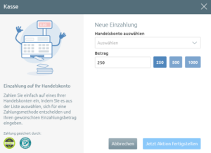 Öl Profit Einzahlung